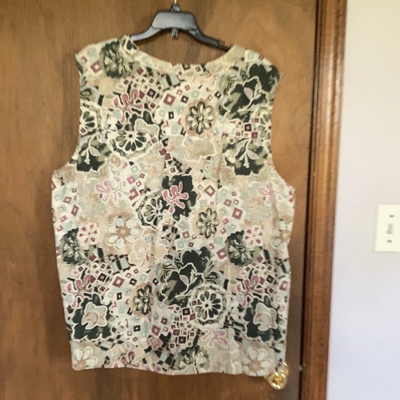 Erika top abstract floral painterly print button down sleeveless top 3X - Picture 14 of 17